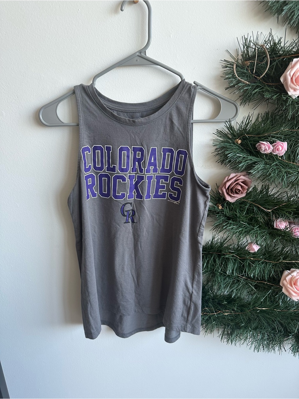 5th & Ocean Gray Tank with Purple and White Accents